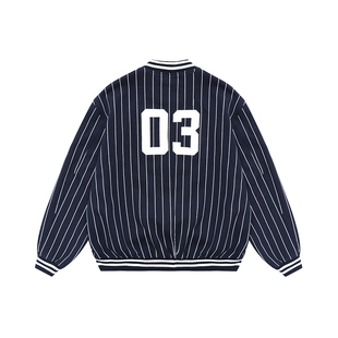 FDR官方店 美式条纹棒球服外套男女秋冬季复古运动情侣装上衣夹克