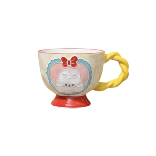 高颜值釉下彩立体浮雕燕麦片早餐杯碗女生大容量郁金香礼物陶瓷杯