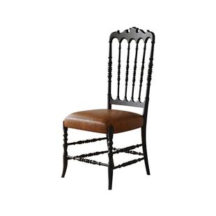 时余克莱因中古风沙发椅美式小户型办公椅复古软包黑色餐椅主人椅