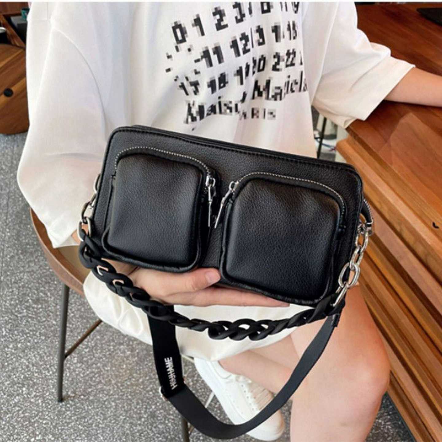 牛皮双面小包2026新款韩版真皮斜挎包时尚链条单肩包高级感手提包