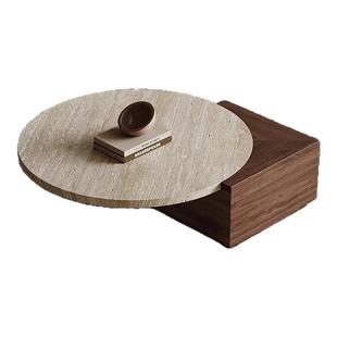 侘寂风洞石茶几组合简约大理石客厅家用设计师轻奢创意边几小茶几