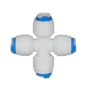 净水器PE管2分3分快接4通接头纯水机配件四通快速接头4面快接接头