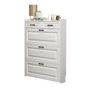 实木鞋柜生态板家用门口翻斗收纳简易衣帽架超薄大容量经济型鞋架