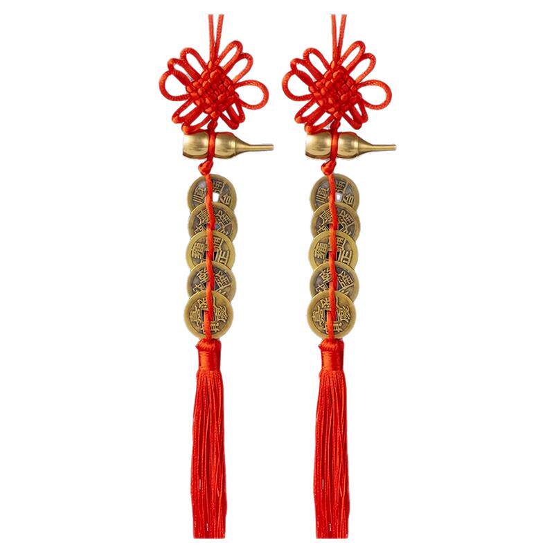 精品黄铜葫芦五帝钱红色手工编织吉祥结居家门挂件吉祥中国结挂件