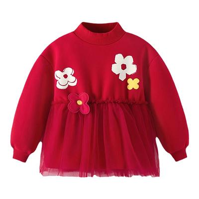 女童卫衣裙加绒冬季宝宝套头衫婴儿裙子冬款小童童装儿童衣服冬装