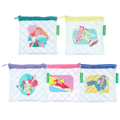 日本KOKUYO国誉Campus50周年收纳袋限定收纳pvc收纳袋女士化妆品耳机小迷你便携卡包饰品零钱包小型便携卡包