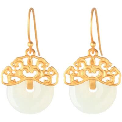 故宫上线纯银平安扣翡翠冰种耳环