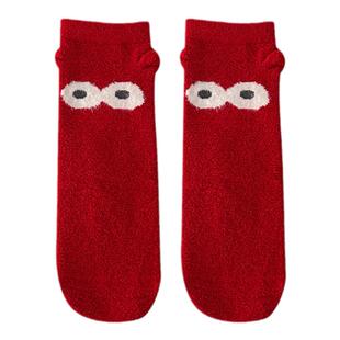 新年袜红色秋冬ins可爱宝宝秋冬袜子男童新生婴儿无骨地板袜保暖
