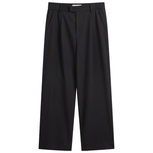 CHINISM丨黑色绒感垂感西裤男冬季宽松直筒裤美式休闲男士裤子