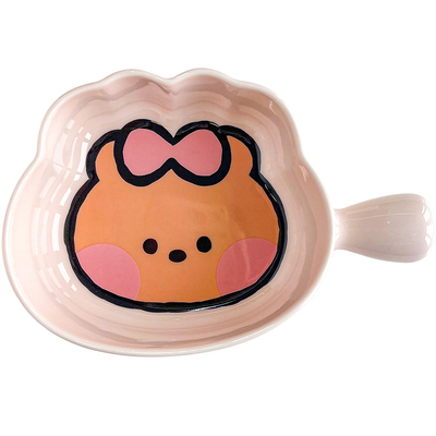 布朗熊陶瓷手柄碗家用带把手