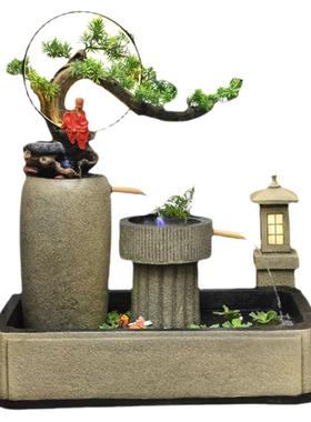 循环流水假山景室内鱼池庭院花园
