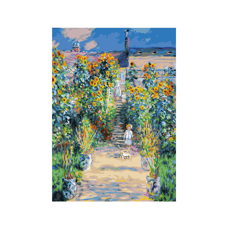 DIY手工客厅伊莫奈花园油画