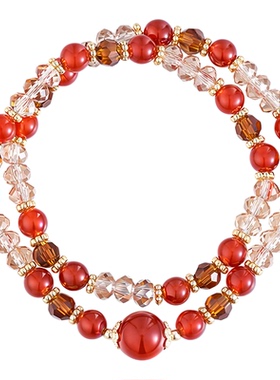 阿吉豆手链女款红色玛瑙手串手饰