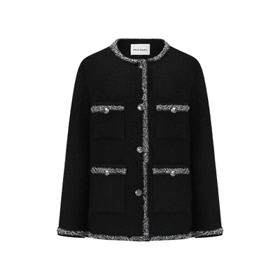 Alexia Sandra秋冬原创经典纯羊毛手工花边高端气质小香风外套女