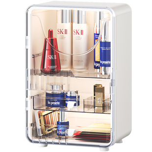 高级感化妆品收纳盒桌面置物架防尘新款护肤品化妆盒梳妆台化妆柜