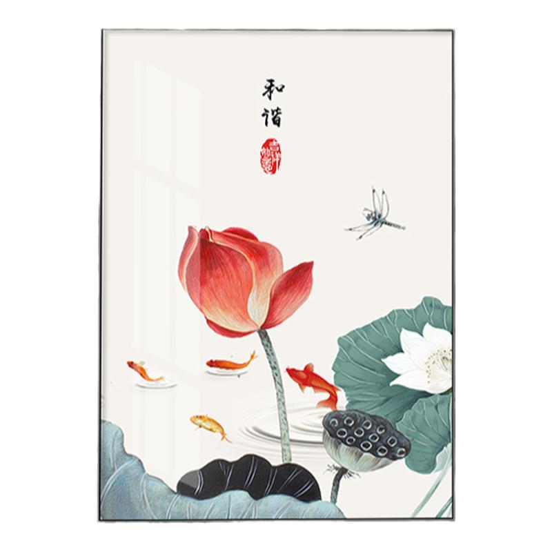 新中式荷花餐厅装饰画