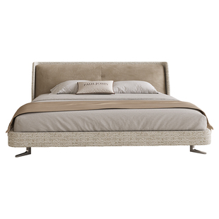 PAULJOHN 意式进口棉麻布艺床现代别墅平层主卧1.8双人床轻奢大床