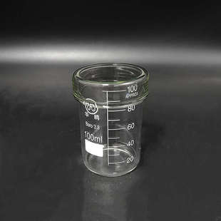 带盖无引流嘴高型烧杯高硼硅玻璃耐热耐高温平口+平盖量杯泡开水