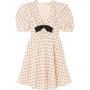 【38开门红】Alessandra Rich 女荷叶边波点连衣裙