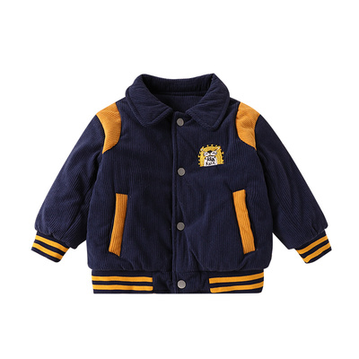 儿童加厚童装2024冬装加绒棉服男童新款运动上衣宝宝外套洋气夹克