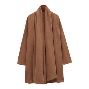 春秋风衣男中国风复古中长款开衫休闲大码上衣服亚麻开衫长袍外套