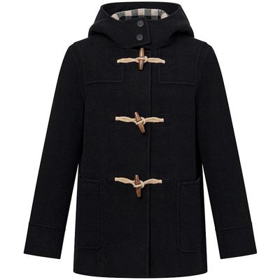 Hazzys短款牛角扣大衣