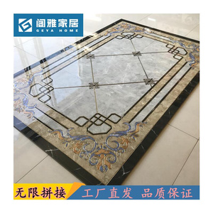 客厅微晶石拼花瓷砖800x800抛晶砖灰色餐厅过道入户玄关地砖拼花