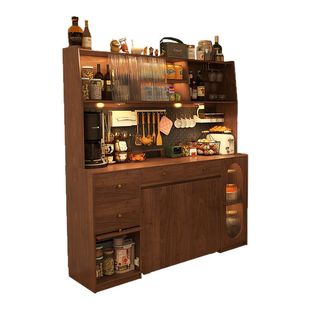 形影家具餐边柜餐桌一体可嵌入折叠伸缩中古风小户型柜子家用桌子