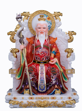 月老星君神像汉白玉彩绘月下老人红娘牵红线月老像姻缘婚姻摆件