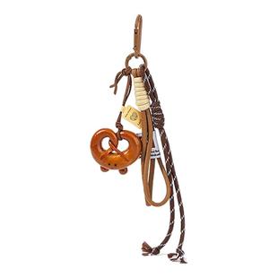 ins风miu系碱水结面包挂件编织绳钥匙扣挂饰复古小众个性百搭配饰