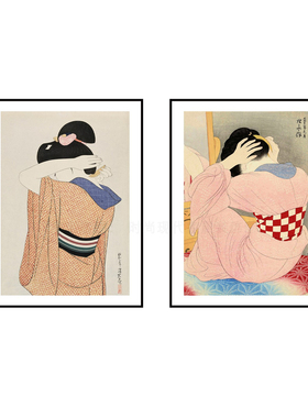 日式和风美人复古简约客厅壁画
