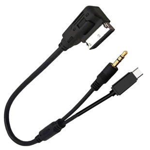 适用大众奥迪AMI转typec接口aux安卓microusb充电数据传输音响线