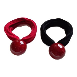 红色珠珠扎头头绳2026新款高端秋冬韩系发绳气质橡皮筋高弹力耐用