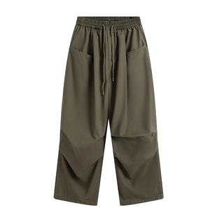 水曜日定休美式错位设计加绒休闲工装裤男折叠宽松抽绳阔腿休闲裤