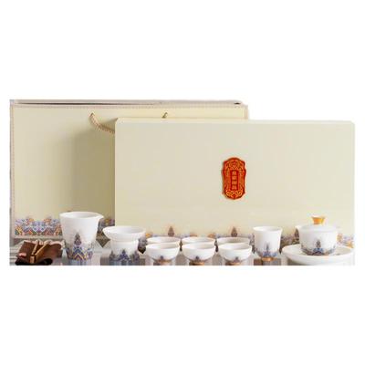 南山先生羊脂玉海水江崖茶具