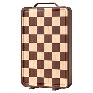 荣事达棋盘格乌檀木菜板防霉抗菌家用切菜板实木砧板厨房专用刀板