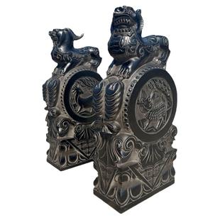 石雕门墩一对抱鼓石青石仿古貔貅麒麟狮子象庭院门口家用石鼓门当