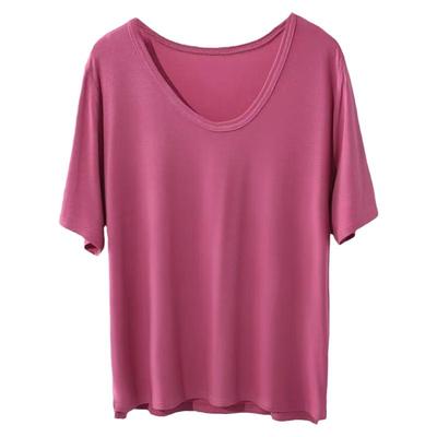 敲垂感！夏季凉快大U领显瘦莫代尔短袖T恤舒适百搭宽松上衣大码