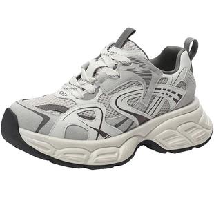 百丽小行星女鞋子厚底透气网面老爹鞋春新款运动休闲鞋D4X1DAM6