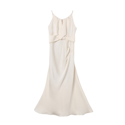 西町村屋流光裙法式挂脖鱼尾吊带裙女夏气质长款连衣裙XXAB10007