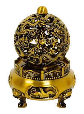 黄铜镂空九转乾坤香炉办公家居高档装饰品金属工艺品熏香纯铜摆件