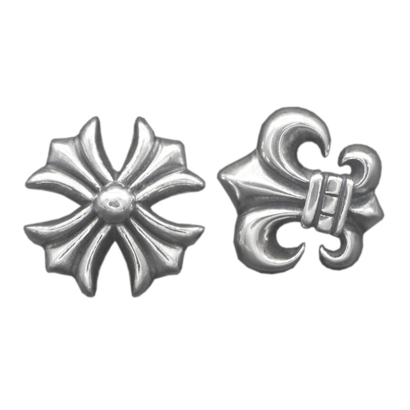 s925纯银十字花骷髅头胸针别针男女复古个性服装秋冬领针纽扣包邮