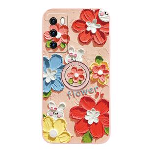 适用华为mate60pro手机壳40/50带支架30指环扣一体p60p50p40p30花朵兔子nova7手环8se/20新款5硅胶荣耀90套80