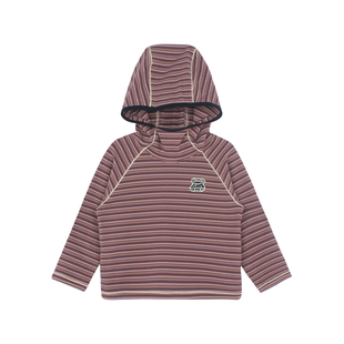 大耳象女童条纹连帽打底衫冬季新款宝儿弹力百搭保暖内搭长袖上衣