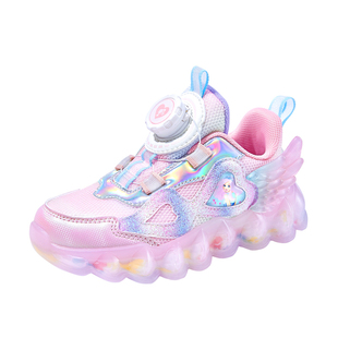芭比童鞋女童运动鞋2026年新款春夏网面鞋钮扣鞋子儿童休闲跑步鞋