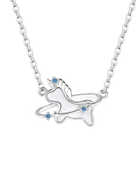 S925纯银独角兽锁骨链女款轻奢