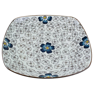 日式手绘 方形菜盘子 平盘 菜盘  甜品碟色拉盘碟子 特色陶瓷餐具