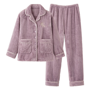 珊瑚绒睡衣女士妈妈秋冬季2026新款加绒加厚冬款保暖法兰绒家居服