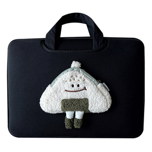 高颜值设计可爱饭团包贴布手提笔记本电脑包14寸小众高级感平板通勤收纳包适用苹果macbook16寸华为内胆包