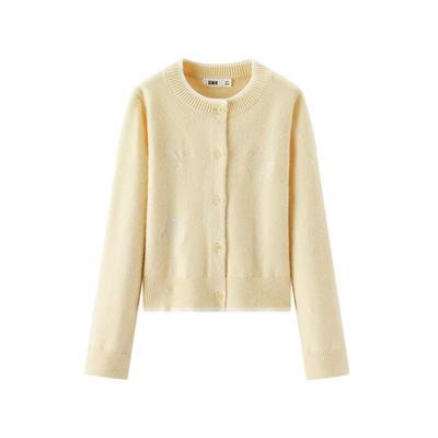 森马绣花假两件短款针织开衫女